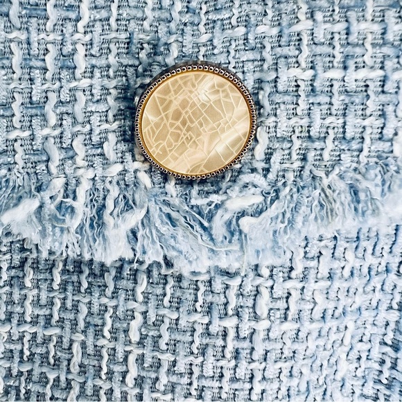 NWT Tweed Vest Fringe Open Front Plaid V-Neck Button Down Sleeveless Jacket - Picture 8 of 11